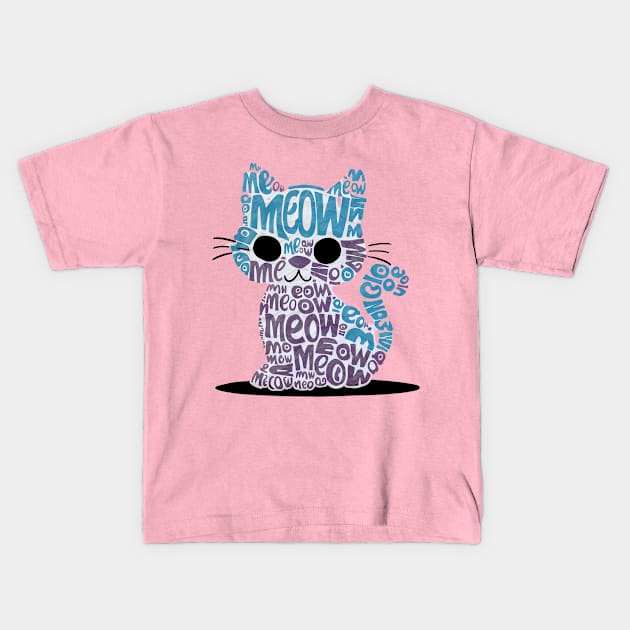 meow cat Kids T-Shirt by ZaxiDesign